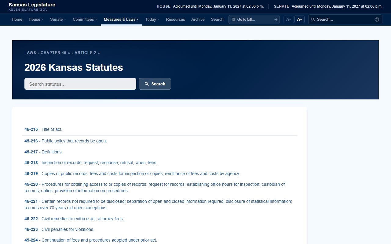 Leavenworth County clerk records Kansas public records statutes