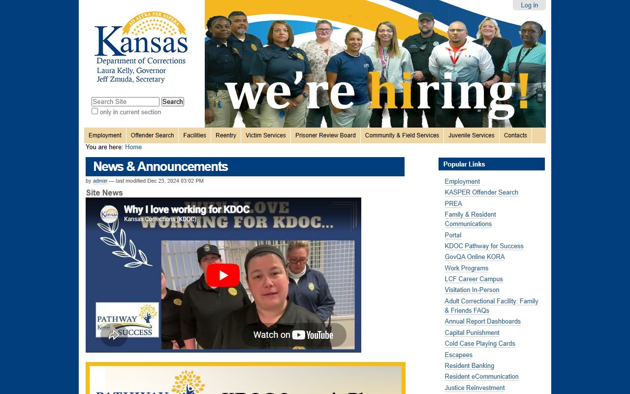 Leavenworth County arrest records and court charges Kansas Department of Corrections