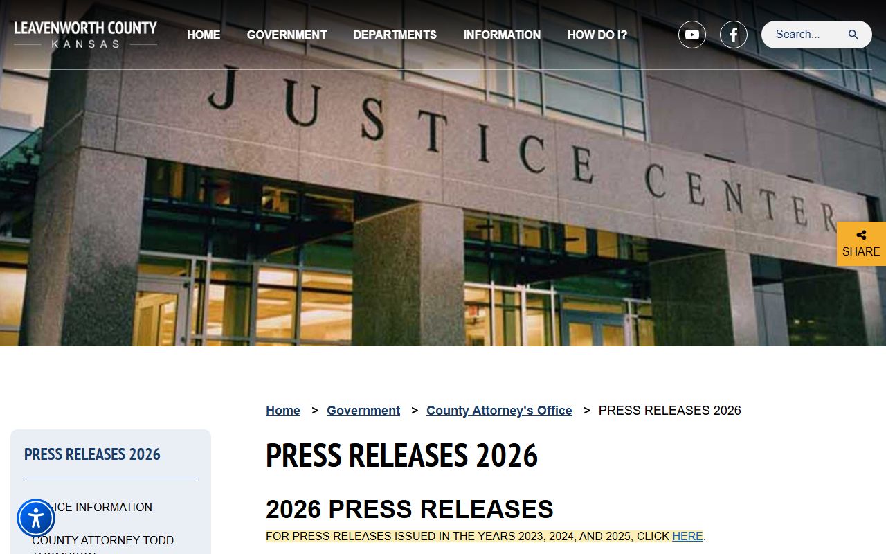 Leavenworth County court dockets County Attorney 2026 press releases