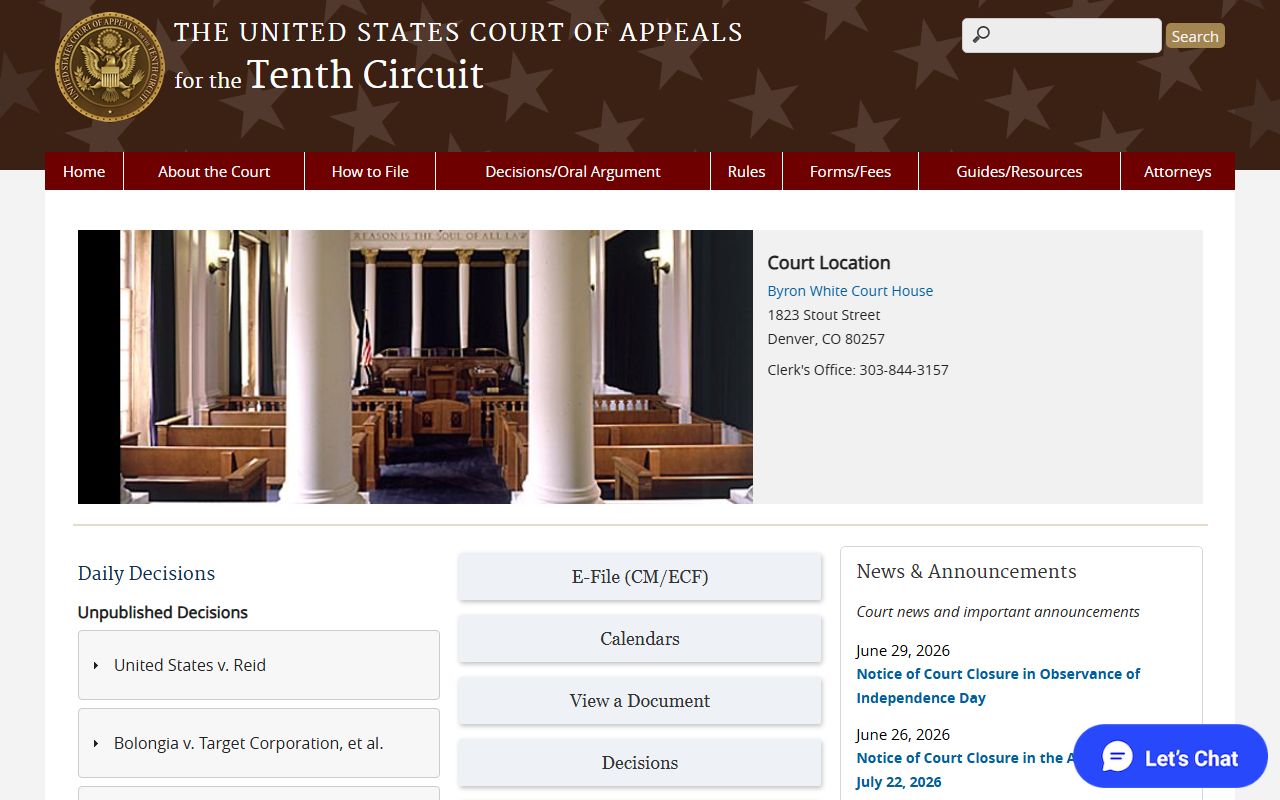 Leavenworth County court dockets Tenth Circuit Court of Appeals