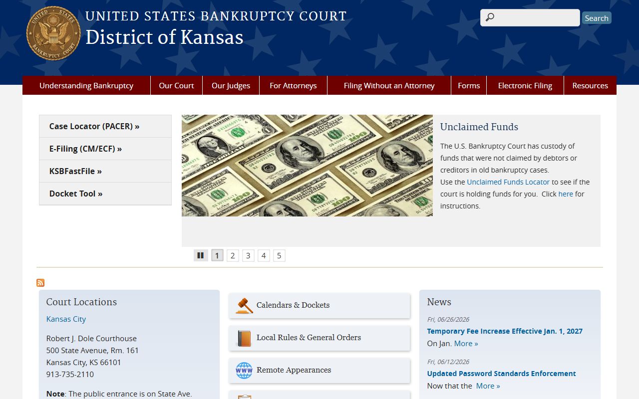 Leavenworth County court dockets U.S. Bankruptcy Court for the District of Kansas
