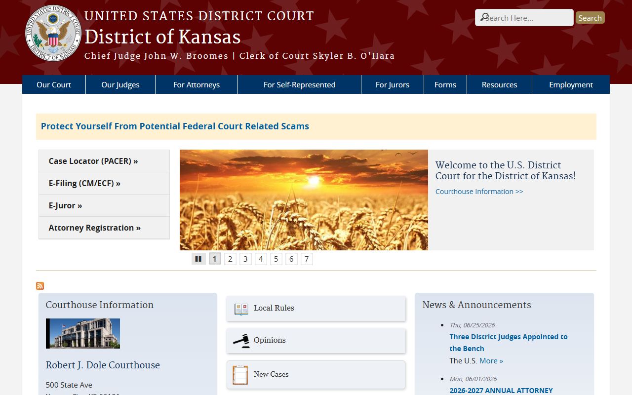 Leavenworth County court dockets U.S. District Court for the District of Kansas