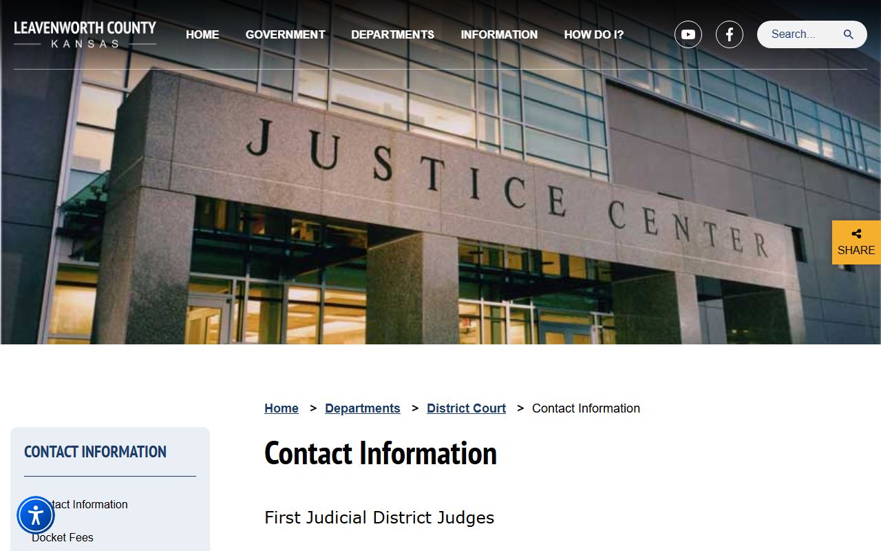 Leavenworth County District Court First Judicial District contacts
