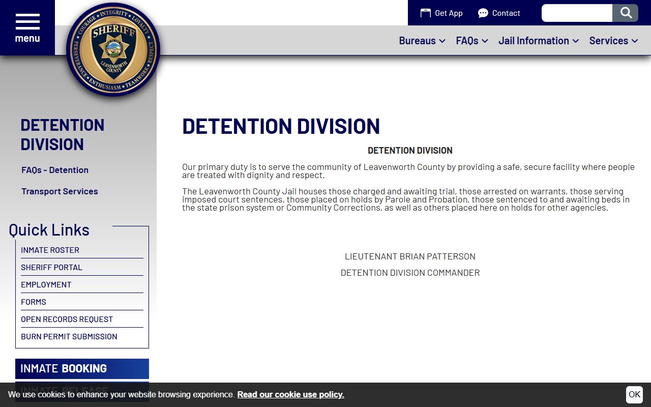 Leavenworth County inmate detention division contact information
