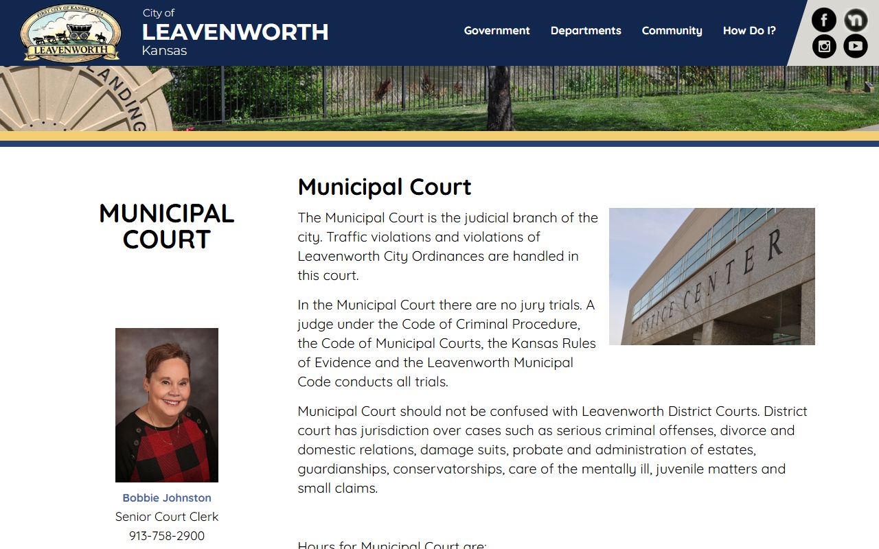 Leavenworth County traffic court records city municipal court