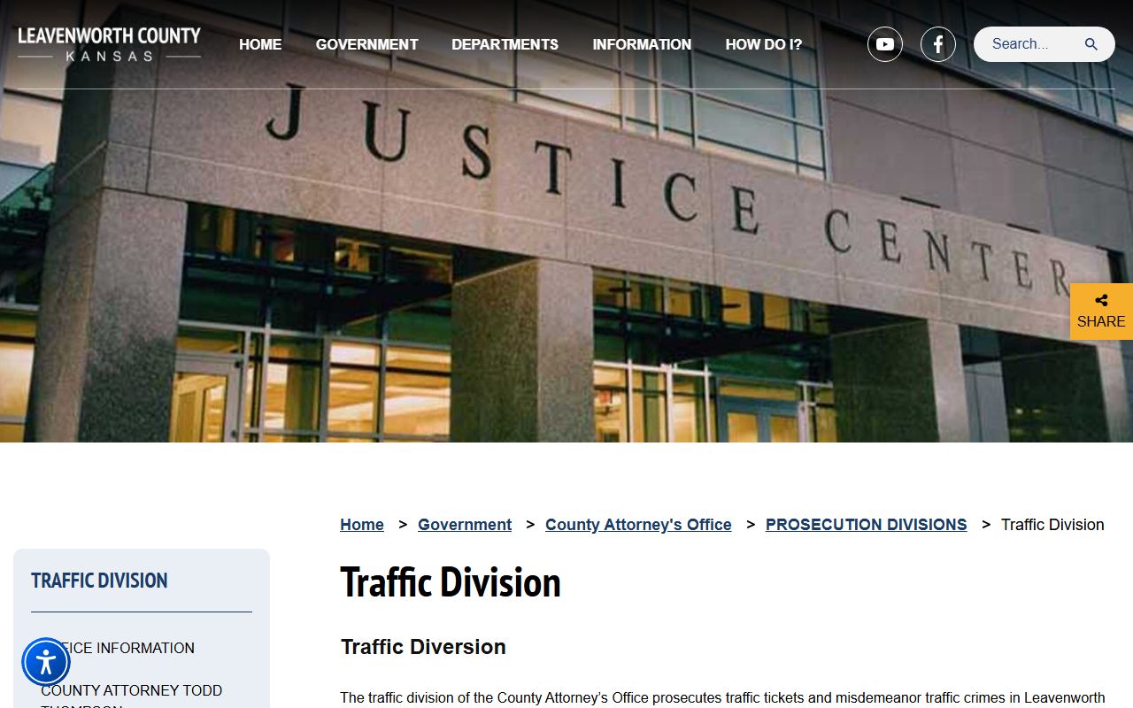 Leavenworth County traffic court records County Attorney Traffic Division
