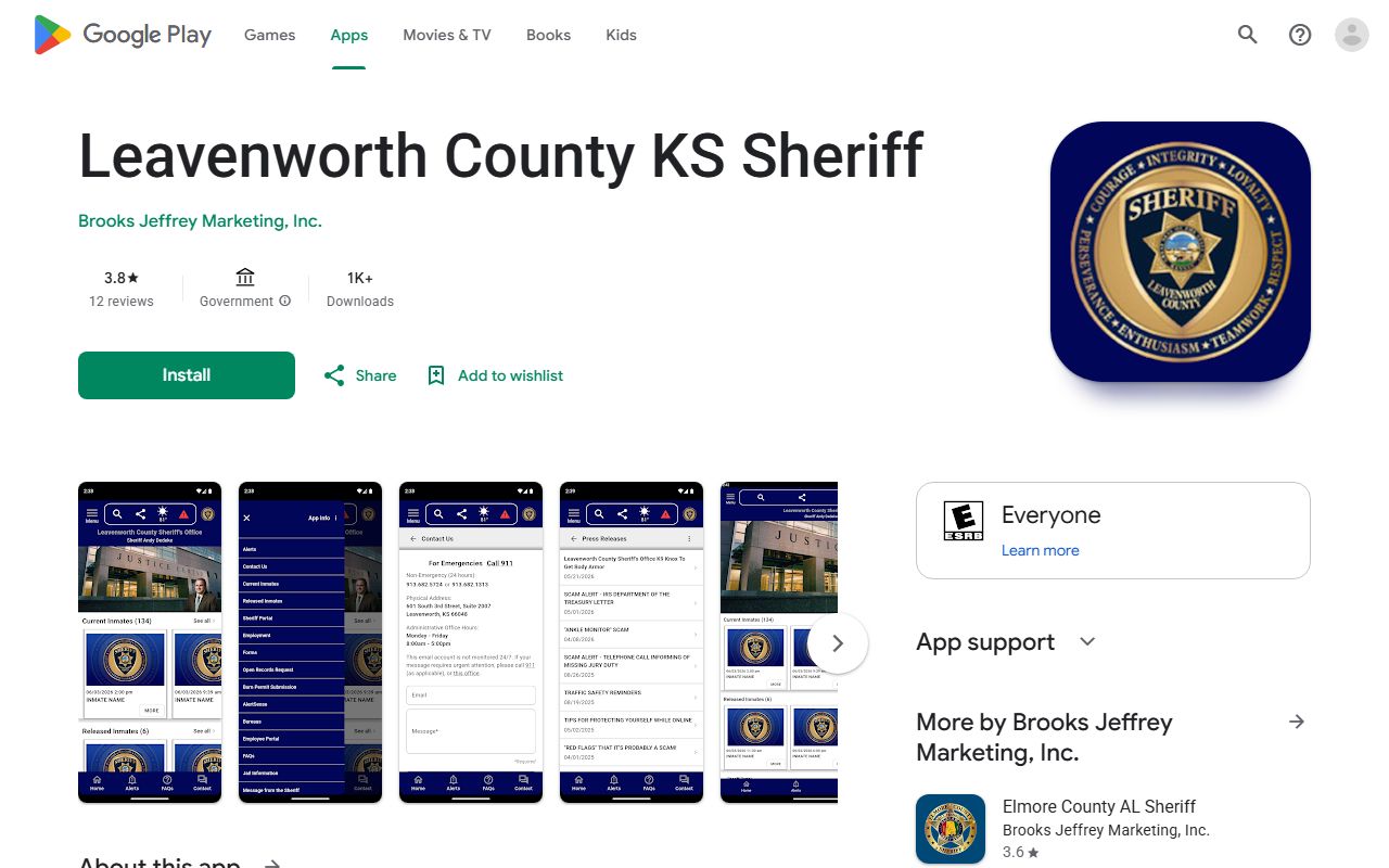 Leavenworth County warrant search sheriff app booking information